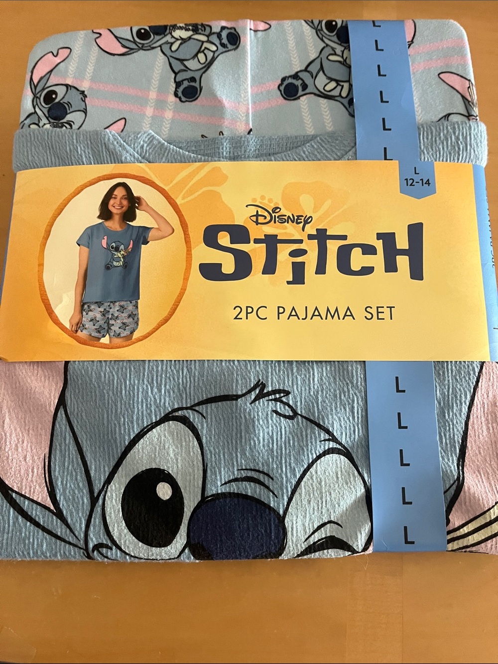 Disney Stitch Girls' 2-Piece Pajama Set - Light Blue & Pink
